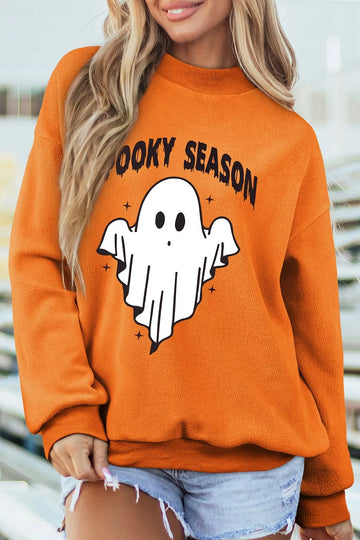 Spooky Season mock neck reversible Halloween sweatshirt, a wearable cute Halloween outfit piece
